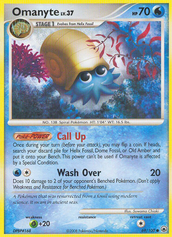 Omanyte – Majestic Dawn 69/100 Pokémon card