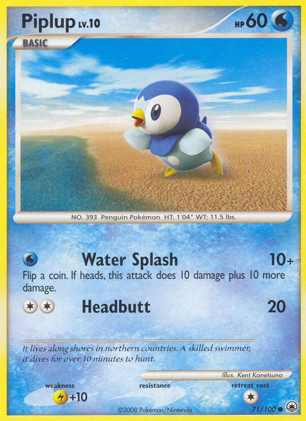 Piplup – Majestic Dawn 71/100 Pokémon card