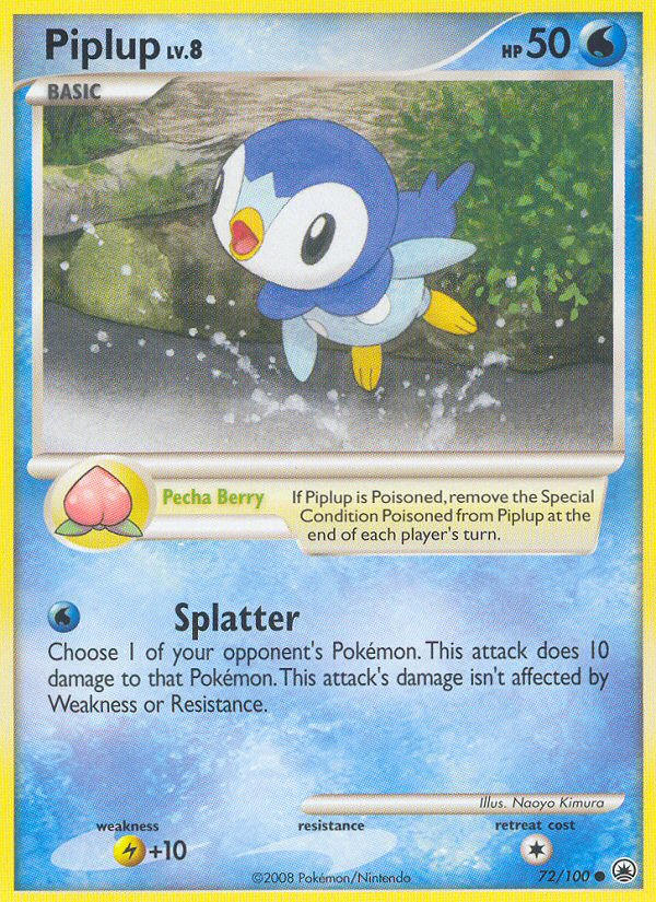Piplup – Majestic Dawn 72/100 Pokémon card