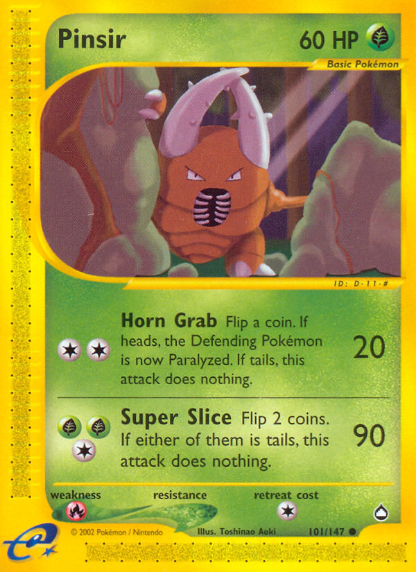 Pinsir – Aquapolis 101/147 Pokémon card