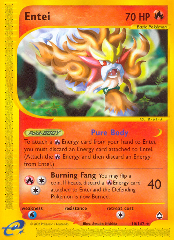 Entei – Aquapolis 10/147 Pokémon card