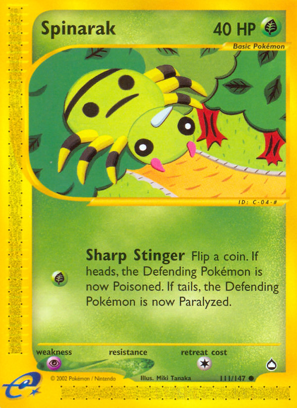 Spinarak – Aquapolis 111/147 Pokémon card