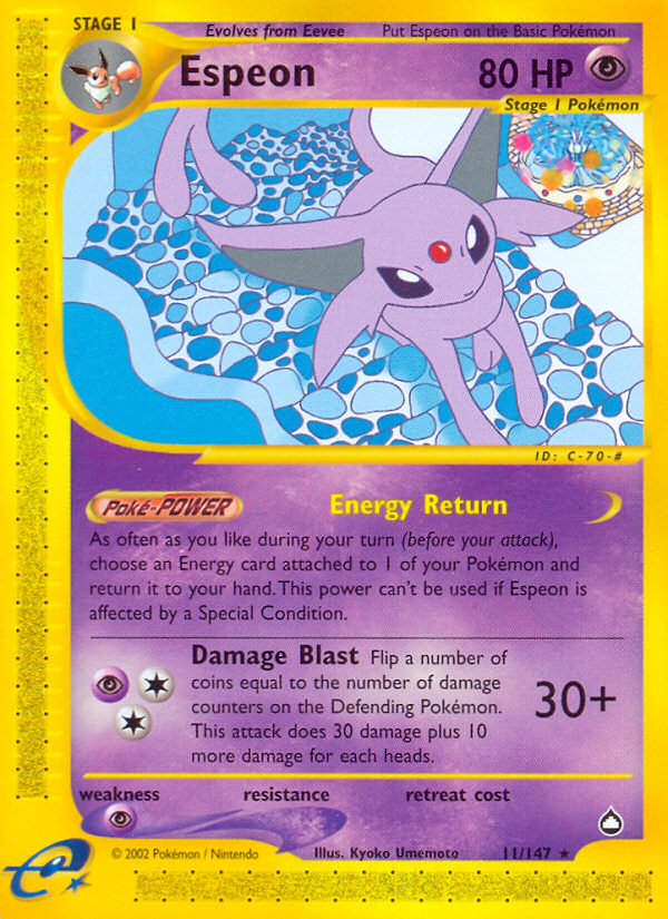 Espeon – Aquapolis 11/147 Pokémon card