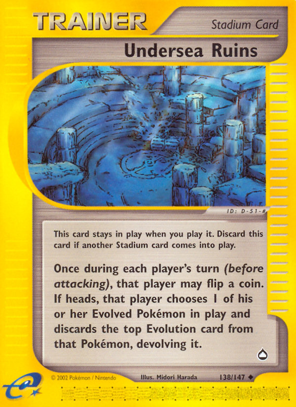 Undersea Ruins – Aquapolis 138/147 Pokémon card