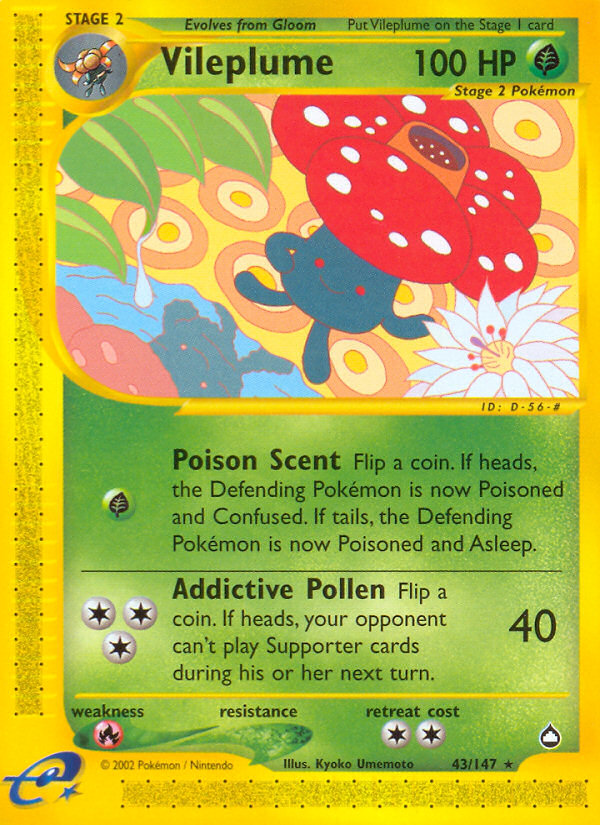 Vileplume – Aquapolis 43/147 Pokémon card