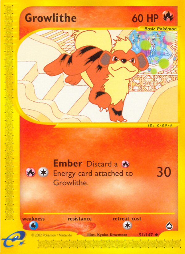 Growlithe – Aquapolis 51/147 Pokémon card