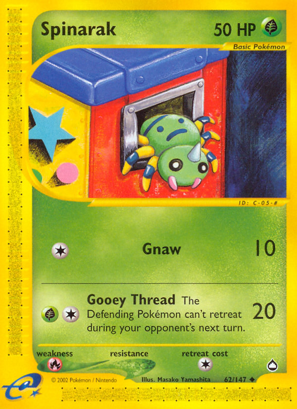 Spinarak – Aquapolis 62/147 Pokémon card