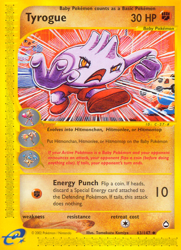 Tyrogue – Aquapolis 63/147 Pokémon card