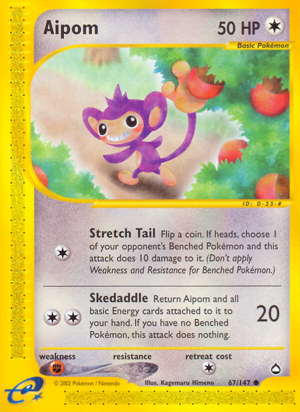 Aipom – Aquapolis 67/147 Pokémon card