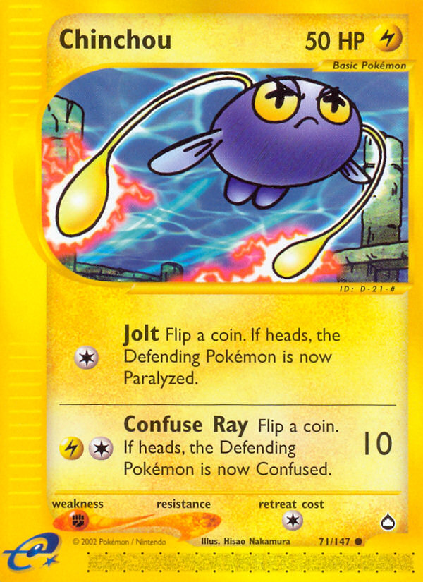 Chinchou – Aquapolis 71/147 Pokémon card