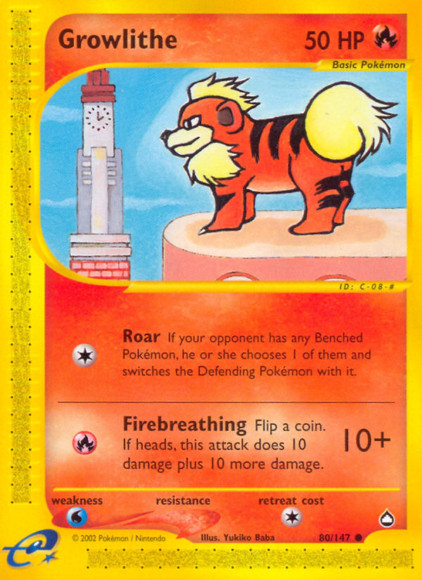 Growlithe – Aquapolis 80/147 Pokémon card