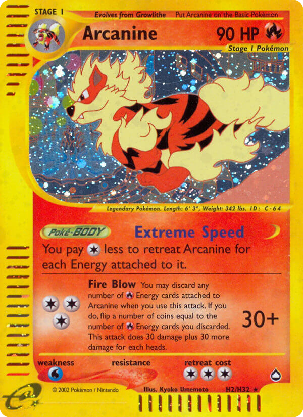 Arcanine – Aquapolis H2/H32 Pokémon card