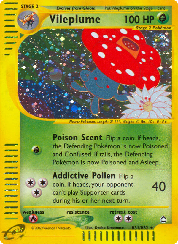 Vileplume – Aquapolis H31/H32 Pokémon card