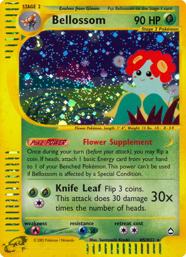 Bellossom – Aquapolis H5/H32 Pokémon card