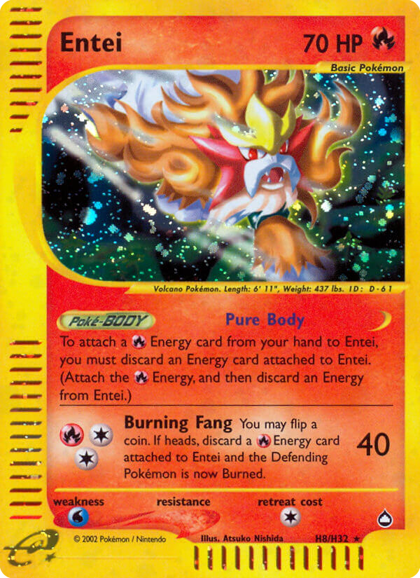 Entei – Aquapolis H8/H32 Pokémon card