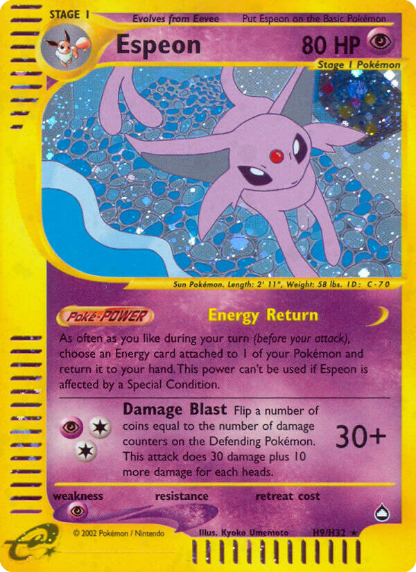 Espeon – Aquapolis H9/H32 Pokémon card
