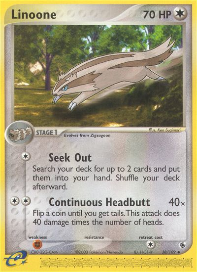 Linoone – Ruby & Sapphire 38/109 Pokémon card