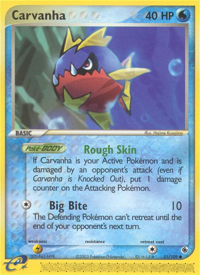 Carvanha – Ruby & Sapphire 51/109 Pokémon card