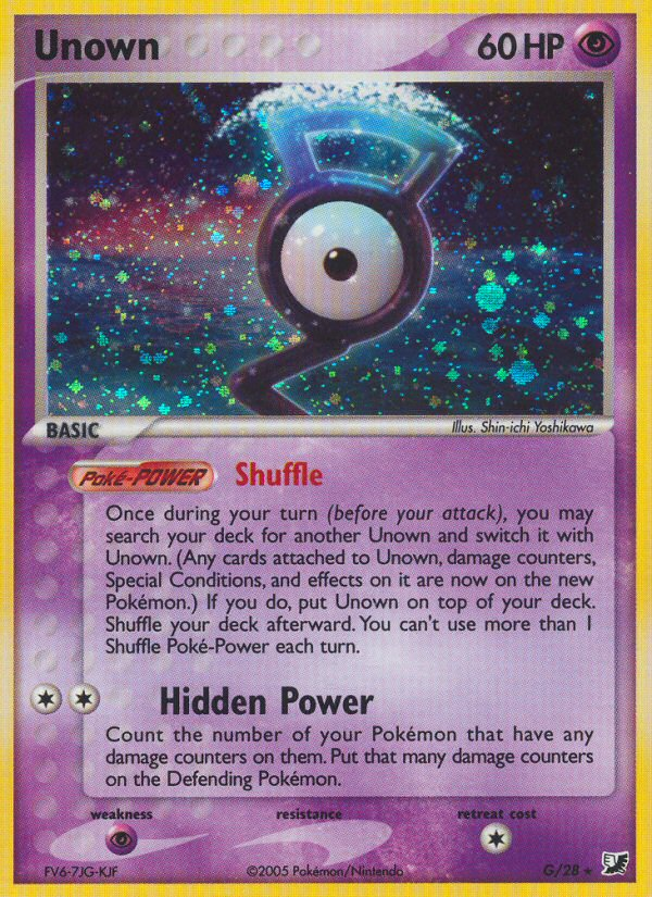 Unown – Unseen Forces G/28 Pokémon card