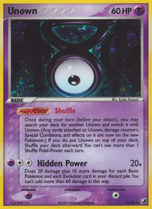 Unown – Unseen Forces V/28 Pokémon card
