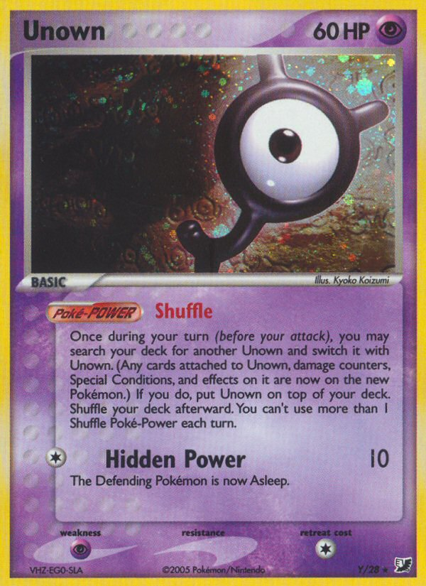 Unown – Unseen Forces Y/28 Pokémon card