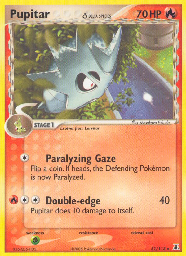 Pupitar δ – Delta Species 51/113 Pokémon card