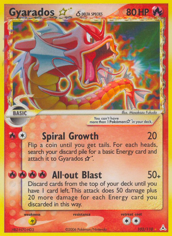 Gyarados ☆ δ – Holon Phantoms 102/110 Pokémon card