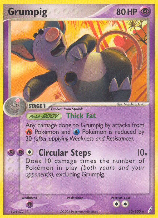 Grumpig – Crystal Guardians 20/100 Pokémon card