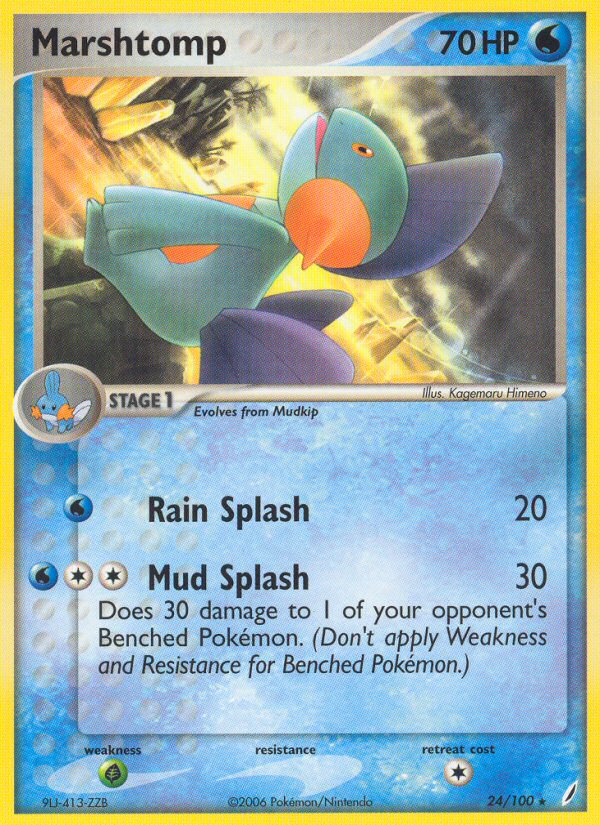 Marshtomp – Crystal Guardians 24/100 Pokémon card