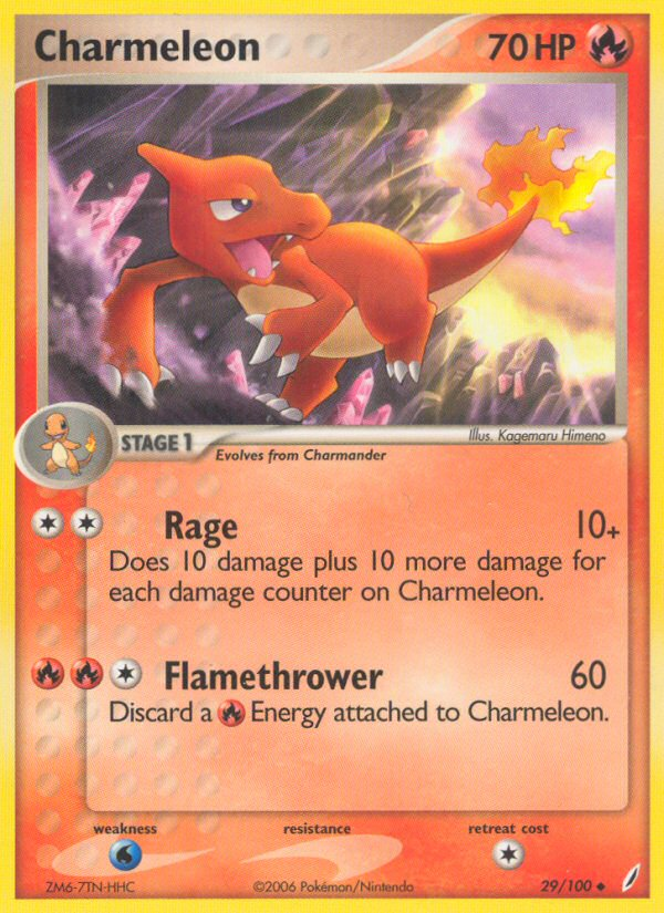 Charmeleon – Crystal Guardians 29/100 Pokémon card