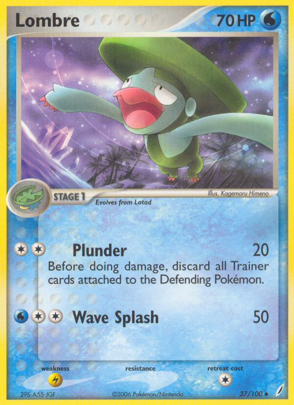 Lombre – Crystal Guardians 37/100 Pokémon card