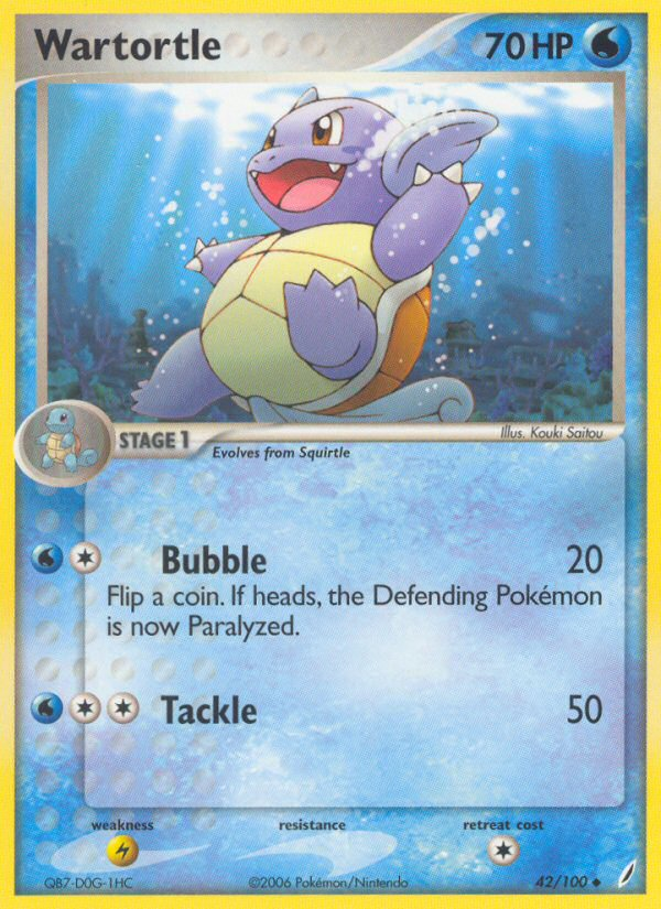 Wartortle – Crystal Guardians 42/100 Pokémon card