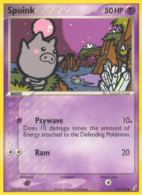 Spoink – Crystal Guardians 62/100 Pokémon card