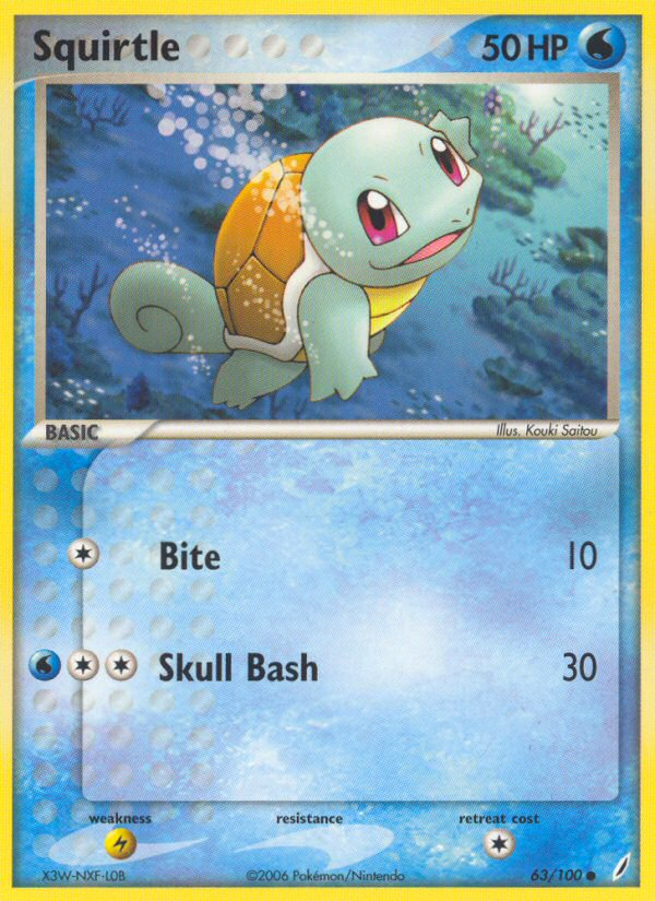 Squirtle – Crystal Guardians 63/100 Pokémon card