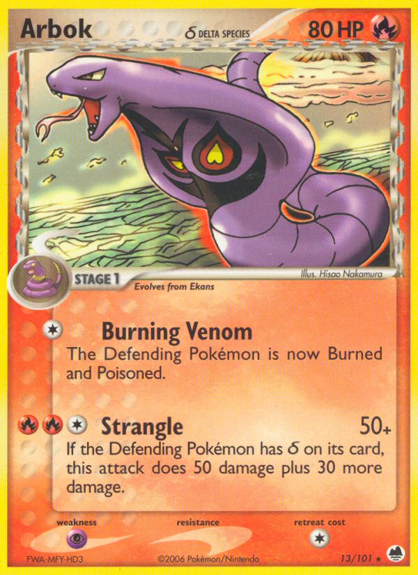 Arbok δ – Dragon Frontiers 13/101 Pokémon card