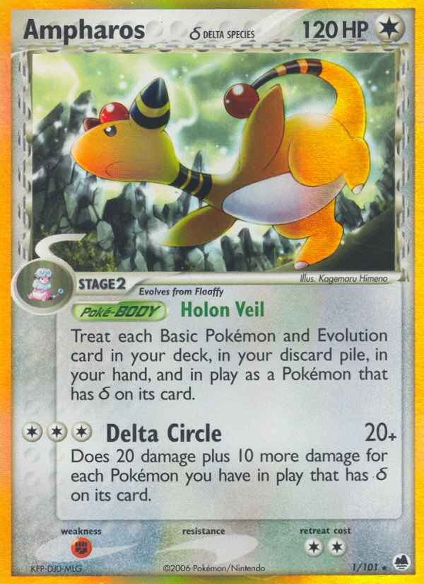 Ampharos δ – Dragon Frontiers 1/101 Pokémon card