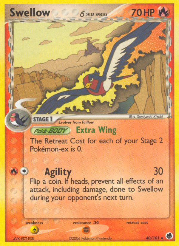 Swellow δ – Dragon Frontiers 40/101 Pokémon card