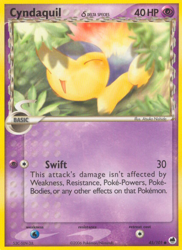 Cyndaquil δ – Dragon Frontiers 45/101 Pokémon card
