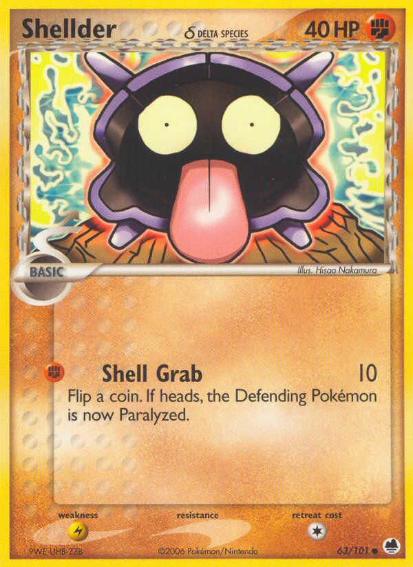 Shellder δ – Dragon Frontiers 63/101 Pokémon card