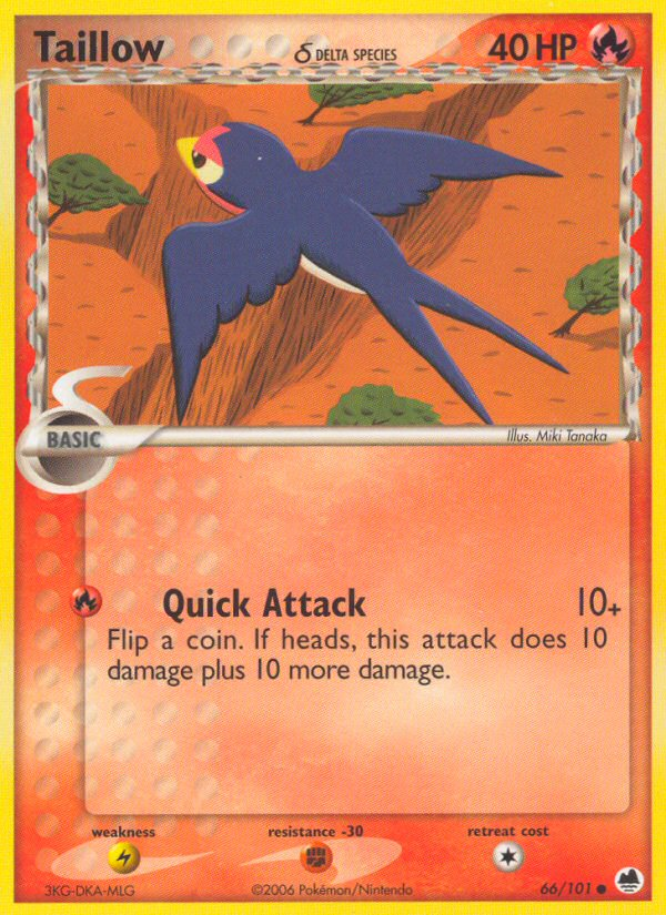 Taillow δ – Dragon Frontiers 66/101 Pokémon card