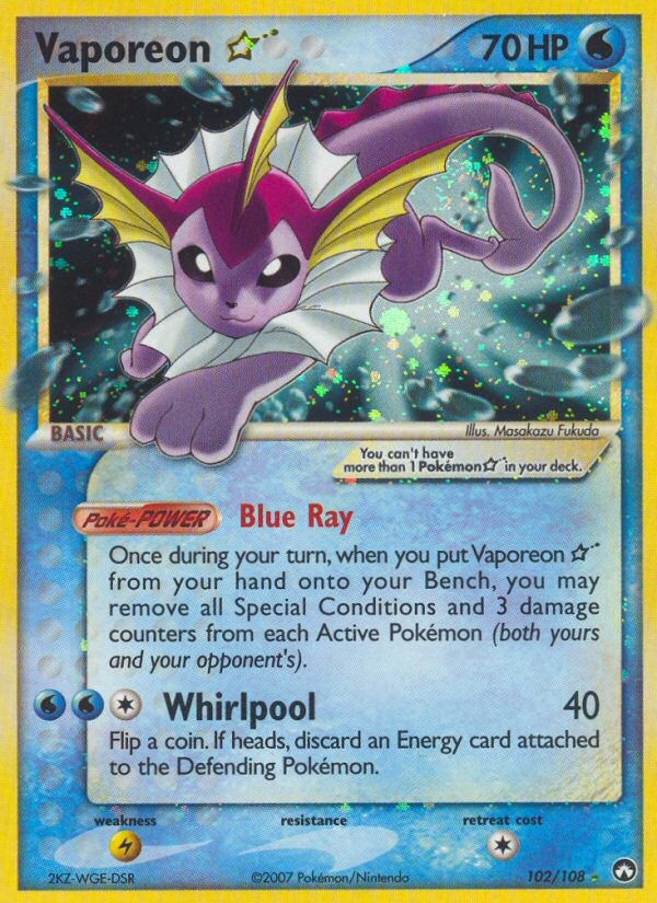 Vaporeon ☆ – Power Keepers 102/108 Pokémon card