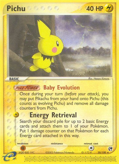 Pichu – Sandstorm 20/100 Pokémon card