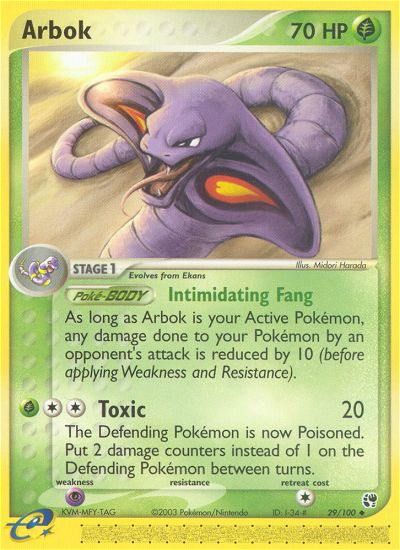 Arbok – Sandstorm 29/100 Pokémon card