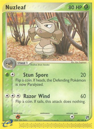 Nuzleaf – Sandstorm 49/100 Pokémon card