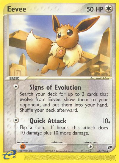 Eevee – Sandstorm 63/100 Pokémon card
