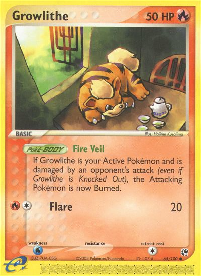 Growlithe – Sandstorm 65/100 Pokémon card
