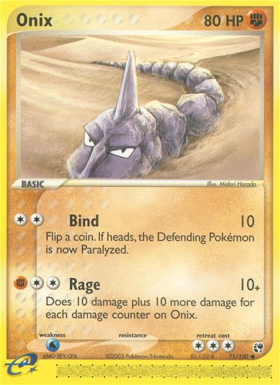 Onix – Sandstorm 71/100 Pokémon card