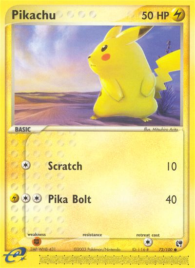 Pikachu – Sandstorm 72/100 Pokémon card