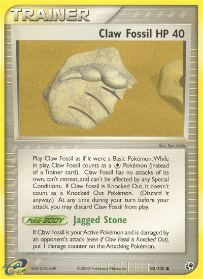 Claw Fossil – Sandstorm 90/100 Pokémon card