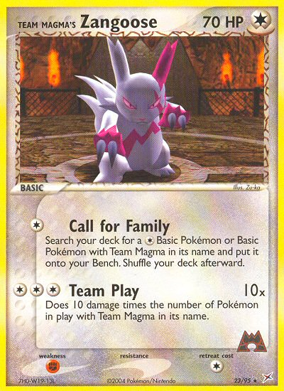Team Magma's Zangoose – Team Magma vs Team Aqua 23/95 Pokémon card